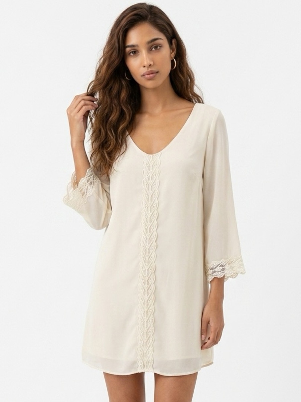 ASTR | Beige Boho Lace Accent Dress Size Medium